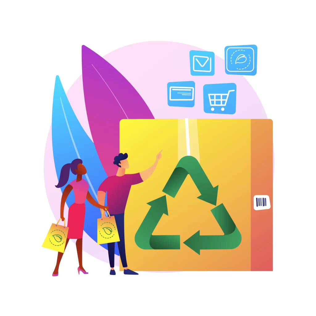Ilustração representando a logística reversa na troca e devolução de produtos na Dafiti