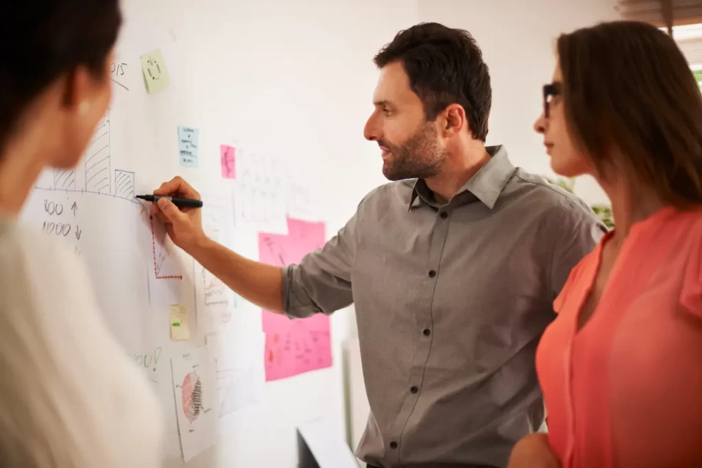 Equipe realizando um planejamento estratégico eficaz