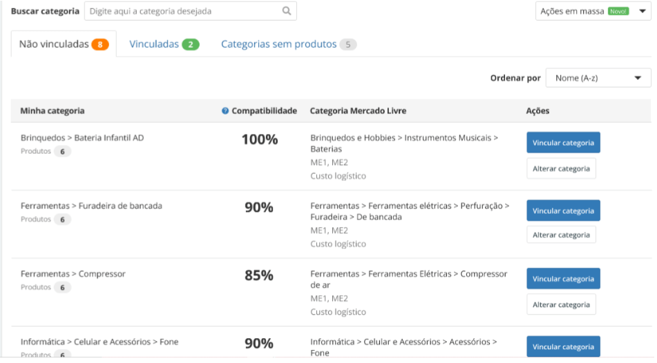 tela do preditor de categorias de produtos any