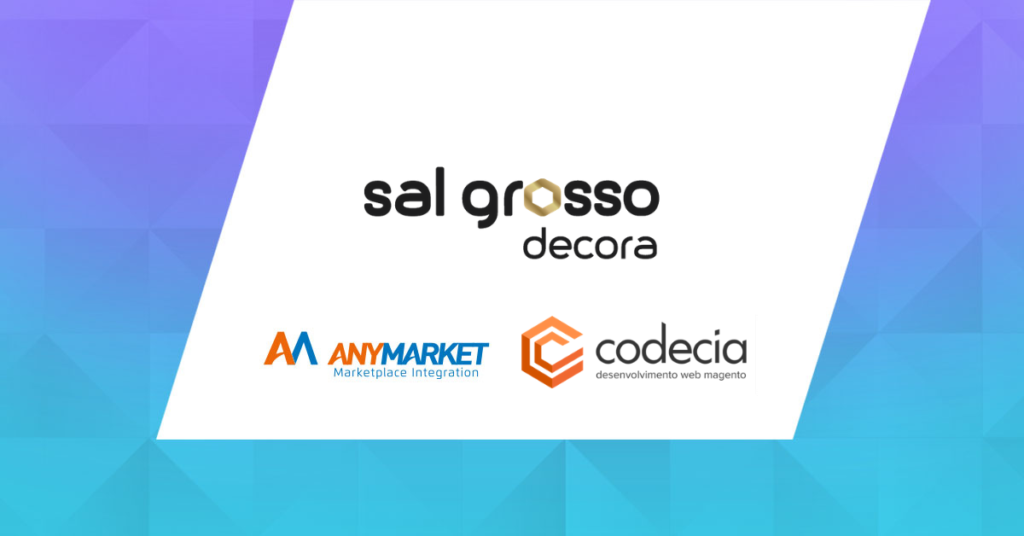 logos Sal Grosso Decora, ANYMARKET e Code Cia para o case de decoração no e-commerce