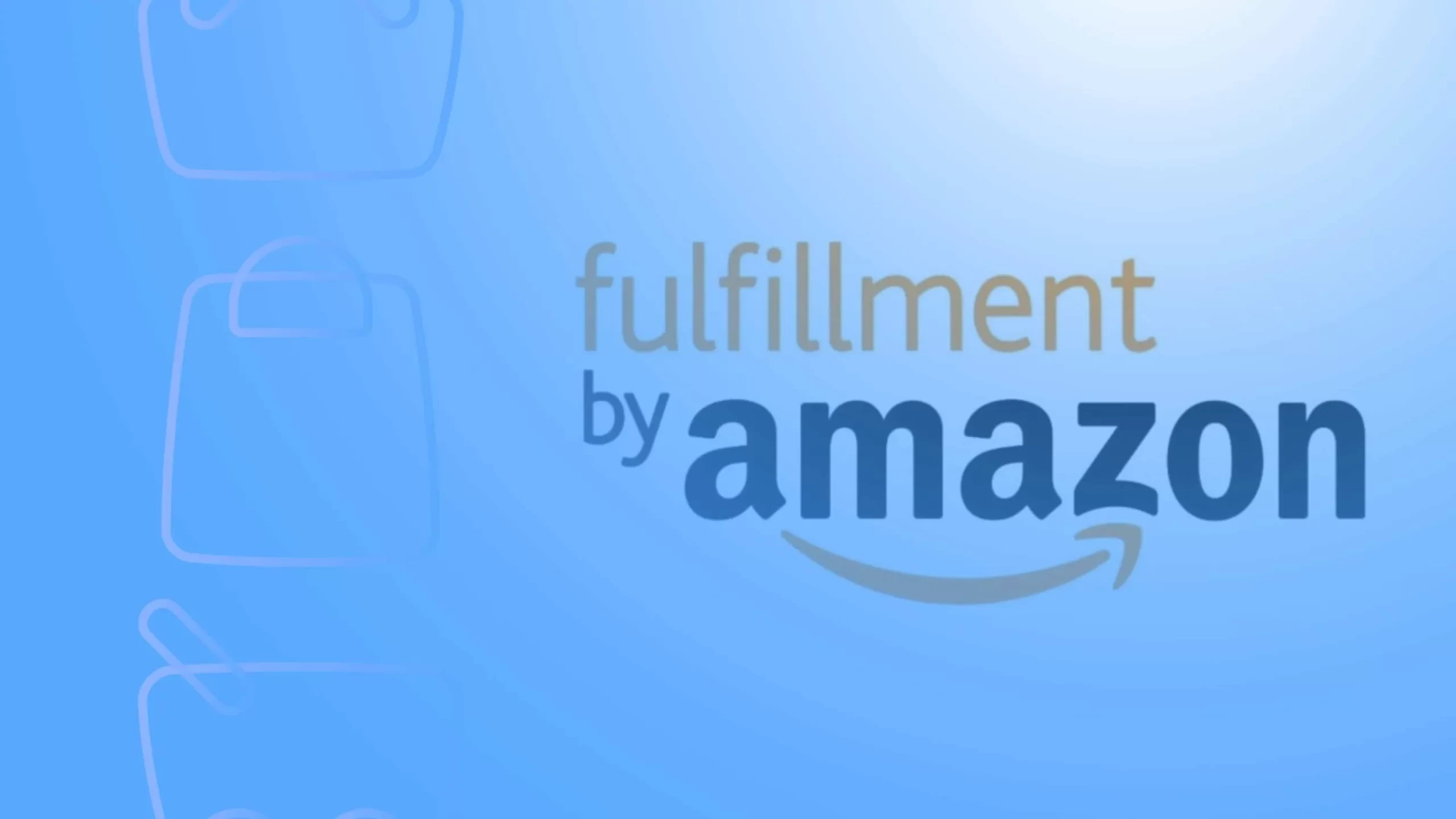 Tela azul com o logotipo Fulfillment by Amazon, destacando o serviço de logística completa da Amazon para sellers.