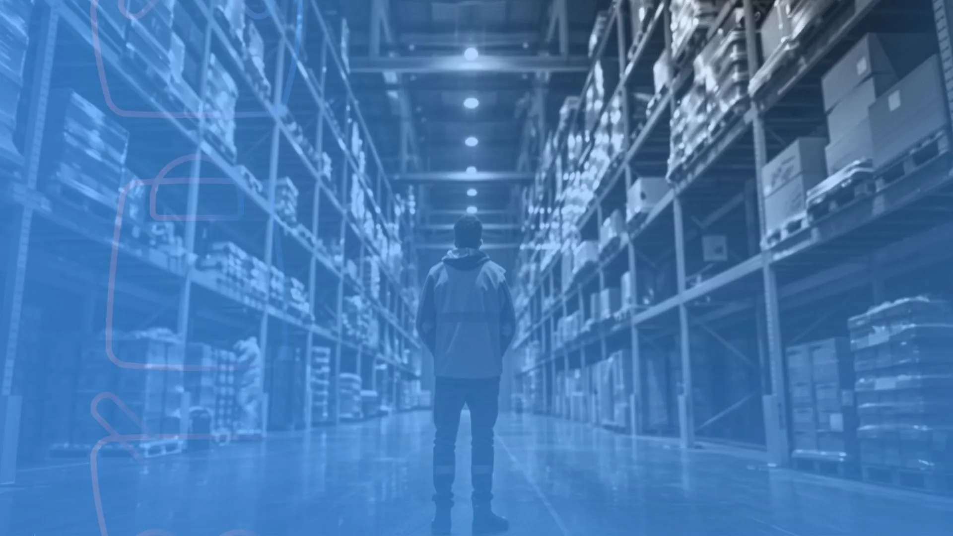 Armazém com prateleiras e estoque distribuído, ilustrando a estratégia de multi CDs na gestão logística e distribuição de produtos.