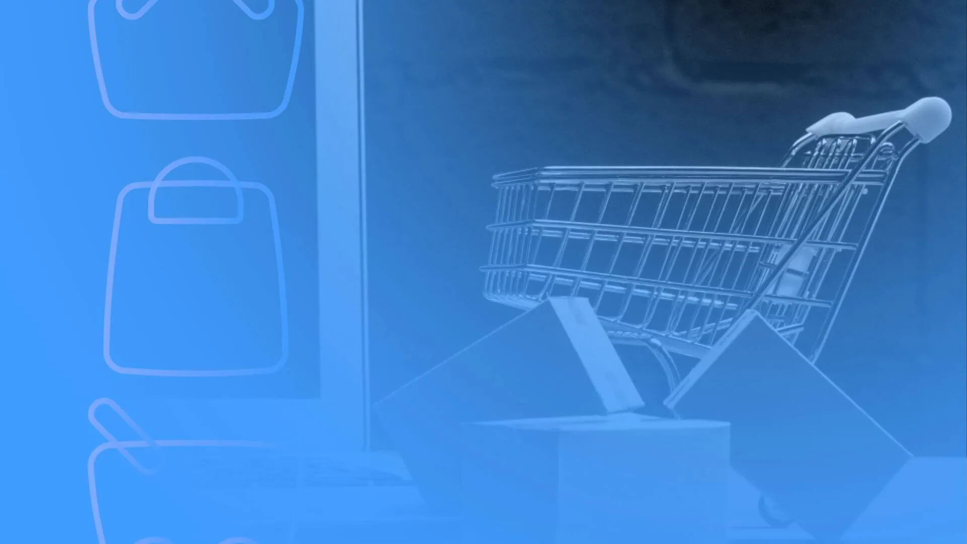 Carrinho de compras com caixas